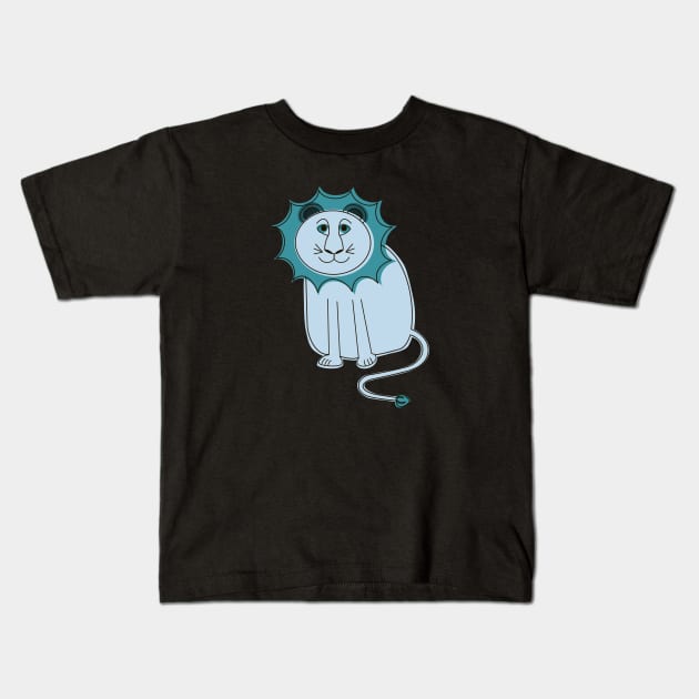 Friendly Blue Lion - Paper Cut-Out Kids T-Shirt by Obstinate and Literate